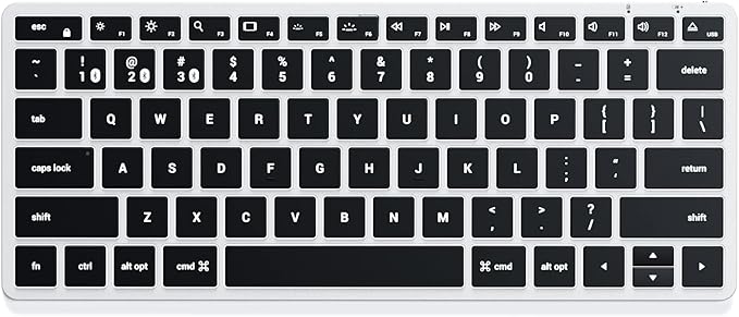 Satechi Slim X1 Bluetooth Backlit Keyboard for Mac, Illuminated Keys & Multi-Device Sync, for MacBook Air/Pro M4, iPad Air/Pro M4/M3, iPad mini, Mac mini, iMac - Silver