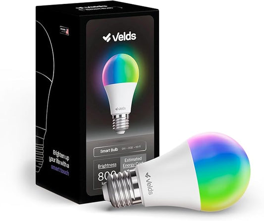 Smart LED Light Bulb 9W (60W Equivalent) - RGB Color Changing & Tunable White, WiFi+Bluetooth, Music Sync, Alexa & Google Home Compatible, No Hub Required, A19 E26 Dimmable, 800 Lumens, 1 Pack