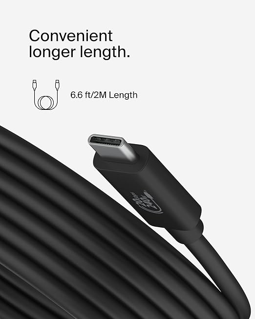 Belkin Connect USB4 Cable (6.6ft/2M Power Cable), USB-C to USB-C Cable w/ 240W Power Delivery + 20Gbps - USB4 Compliant Power Cable, Compatible with MacBook, Windows, Chromebook, & More