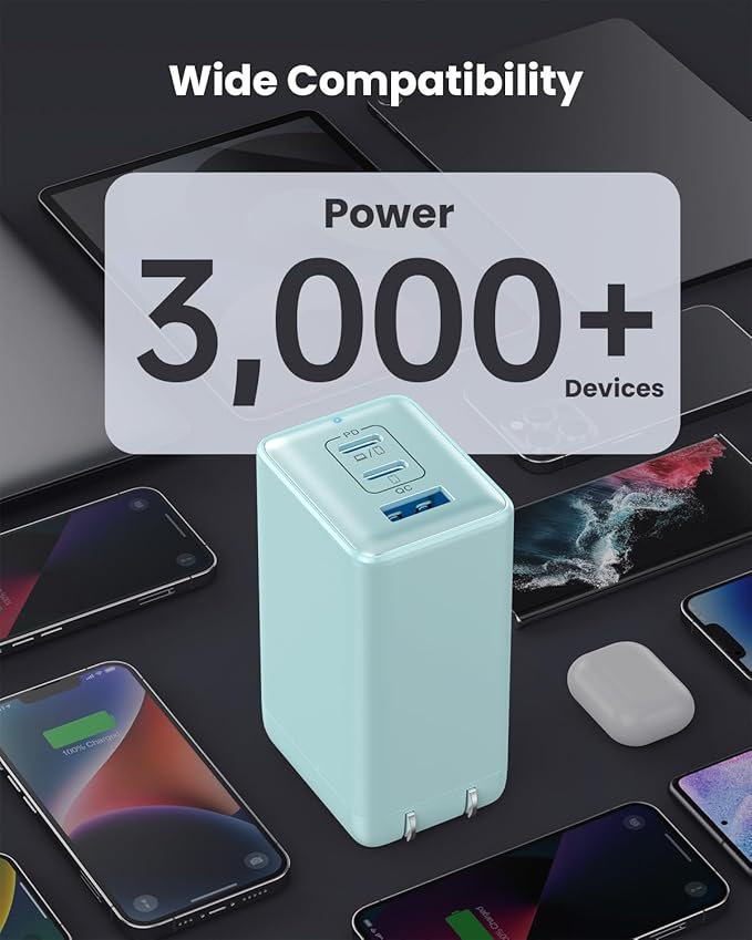 150W USB C Charger Block,GaN III Compact Foldable Wall Charger 3 Port Fast Charging Station,PD QC PPS Portable USB C Hub 100W Laptop Adapter for MacBook Pro/Air,iPad,iPhone 16/Pro,Galaxy S24,Dell etc