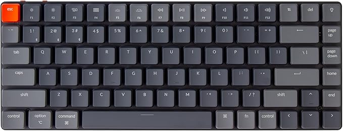 Keychron K3 75% Layout 84-Key Ultra-Slim Hot-Swappable Wireless Bluetooth Mechanical Keyboard with Low-Profile Keychron Optical Brown Switch/White LED Backlight/USB Wired for Mac Windows-Version 2
