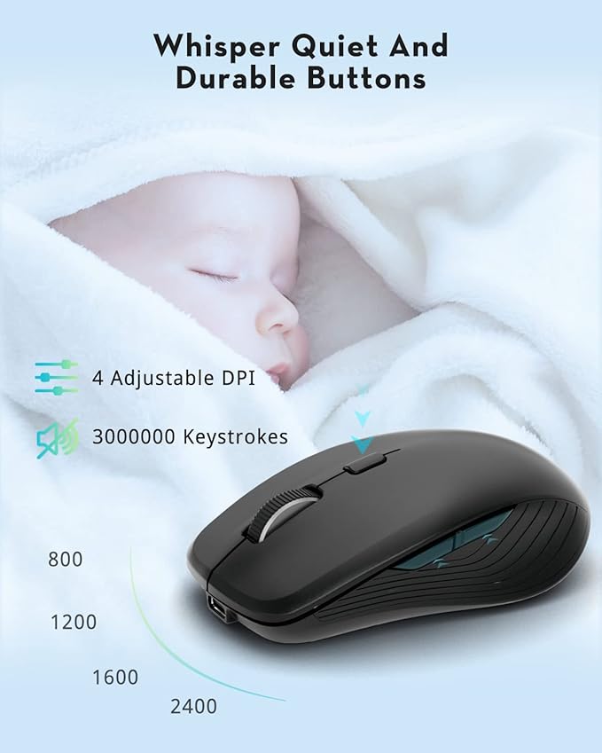 Samsers Wireless Keyboard and Mouse Combo, Ultra Slim Rechargeable Dual-Mode (Bluetooth 5.0x2 +2.4G) Silent Keyboard and Mouse Set, Multi-Device Full-Size Compact Design for MacOS/iOS/Android/Windows