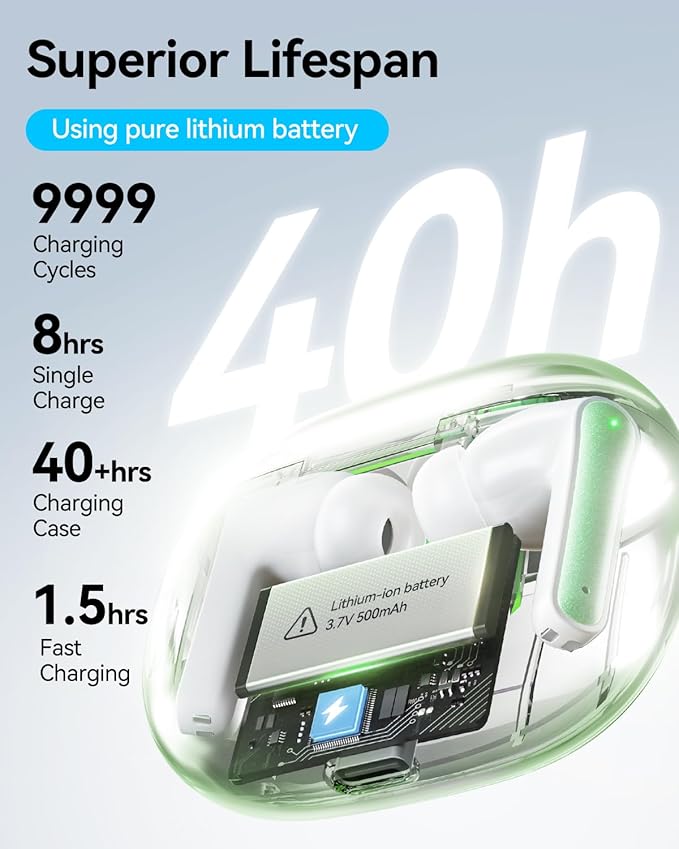 Wireless Earbuds, Bluetooth Ear Buds Headphones with LED Charging Case, 40 Hours Playtime, IP7, Lightweight in-Ear Earphones for iPhone Android Sports Workout