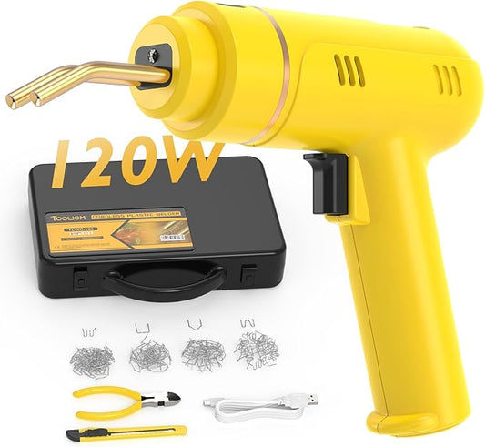 TOOLIOM 120W Cordless Portable Plastic Welder Kit, USB Rechargeable Plastic Welding Kit, Hot Stapler Plastic Repair Kit, 400PCS Bumper Repair Kit Plastic Welding Gun for Plastic Repair