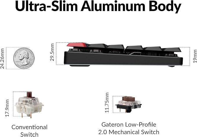 Keychron K17 Pro QMK/VIA Low-Profile Custom Wireless Mechanical Keyboard 96% Layout Programmable Knob Bluetooth/Wired White Backlight Compatible with Mac Windows Linux