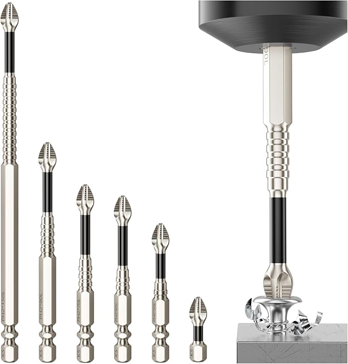 High Magnetic Screwdriver Drill Bit Set - 6pcs K5 Impact Resistant Non Slip Bit - Screwdriver Bit Set - Magnetic Screwdriver Set - 25 50 65 70 90 150mm (6pcs)