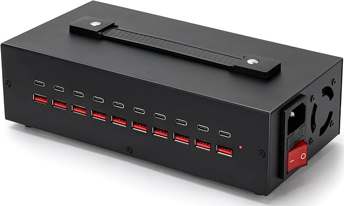 200W USB~c Charging Station, 20 Port (10 USB A & 10 USB~C Port) USB Charger Block, Fast Charging Station for Multiple Devices, Desktop Charger Compatible for iPhone, iPad, Tablets