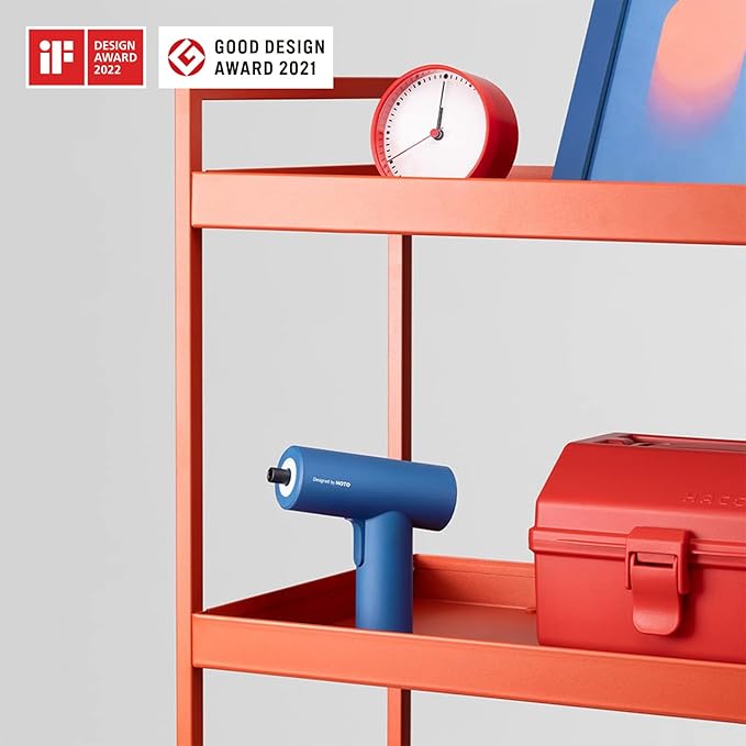 HOTO Electric Screwdriver with Storage Bag, 3.6 V Screwdriver Set Rechargeable USB-C, 5 N.m Torque, 2000mAh Battery, LED Light & 10 Pcs Bits for Furniture/Electrical Repairs, Night Blue