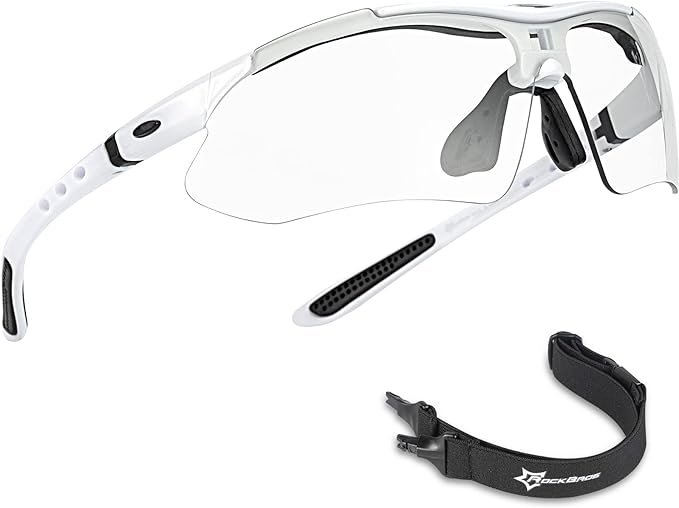 ROCKBROS Pickleball Photochromic Glasses Cycling Glasses with Removable Elasctic & Temple Band Sunglasses Fit for Men Women