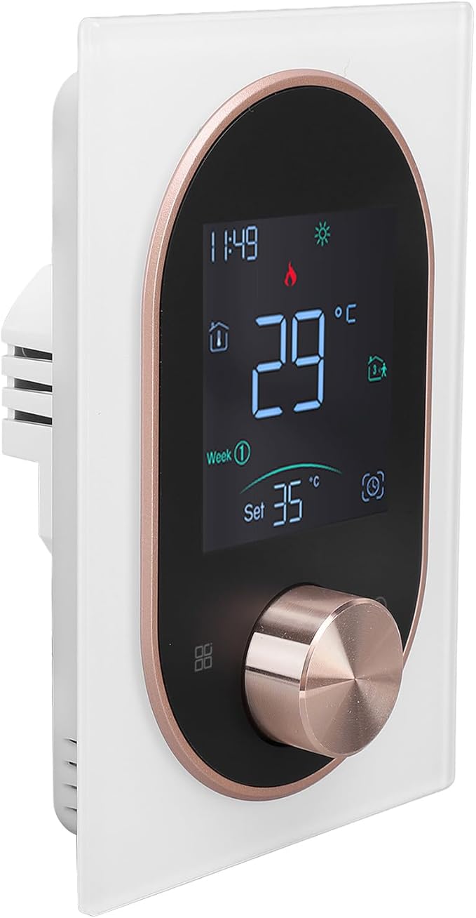 Smart Color Thermostat for Electric Heater LCD Programmable Touchscreen Control for Home Hotel Office with APP, ABS Aluminum Alloy Material (#4)