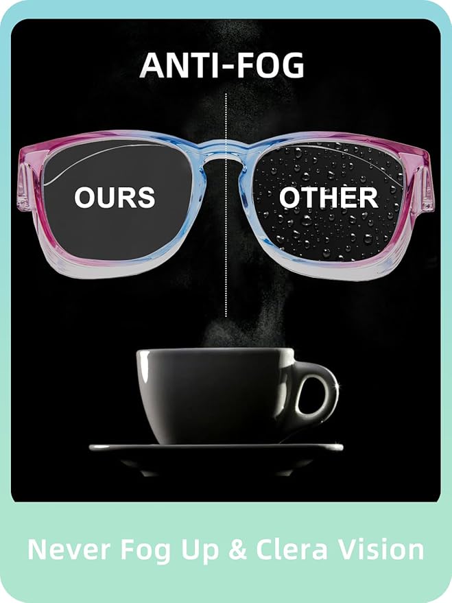 LianSan Oversize Anti-Fog Safety Glasses for Nurses, Z87.1 Certified Goggles for Women, Square UV Protection