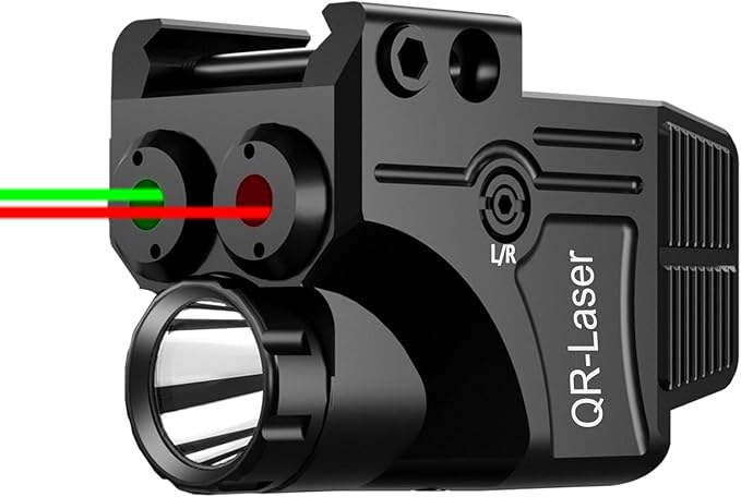 Red Green Purple Blue Laser Light Combo, 800 Lumens Tactical Flashlight Laser Sight, Built-in USB Rechargeable Battery, Adjustable Compact Tactical LED Light Laser Beams for Handguns with a Rail