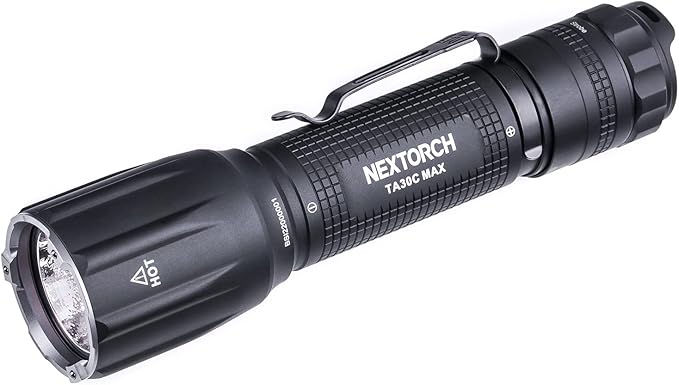 NEXTORCH TA30C MAX Tactical Flashlight High Lumens, Powerful Emergency Rechargeable Compact Bright Flashlight with 5 Modes & Strobe & Ceramic Bead Broken Window, for Outdoor Use