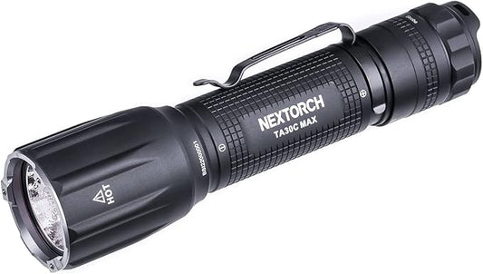 NEXTORCH TA30C MAX Tactical Flashlight High Lumens, Powerful Emergency Rechargeable Compact Bright Flashlight with 5 Modes & Strobe & Ceramic Bead Broken Window, for Outdoor Use