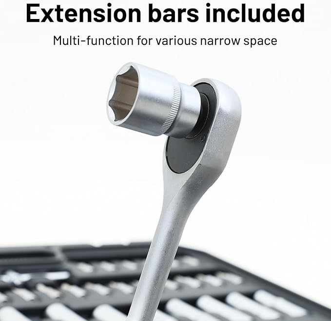 Ultimate Sockets Set Comprehensive Hand Tool Set Perfect for Home Essentials College Dorm Car Emergency Kit Ideal Apartment Essentials & Men’s Tools Gift (94pcs)