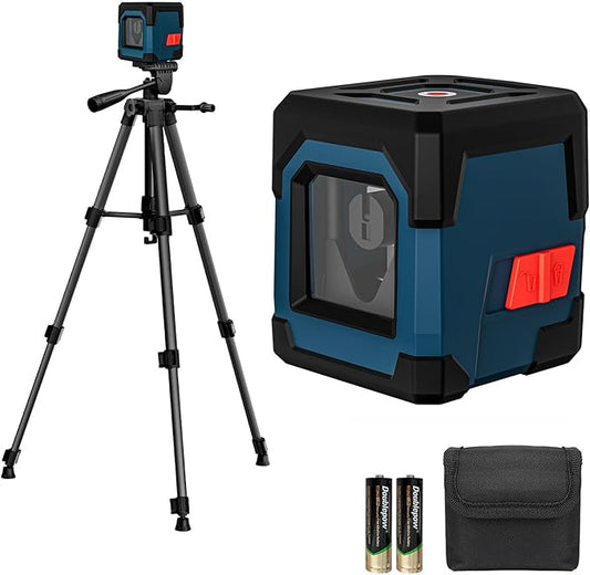 Laser Level, RockSeed Cross Line Laser with Self-Leveling, Vertical and Horizontal Line, Rotatable 360 Degree, Carrying Pouch, Battery Included (Green with 47 inch Tripod)