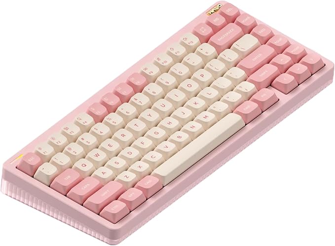 nuphy Halo75 V2 Mechancial Gaming Kyeboard,75% Wireless Hot Swappable Bluetooth Keyboard,83 Kyes RGB Backlit Keyboard,Support Bluetooth/2.4GHz/USB-C (Pink, Lemon (55gf))
