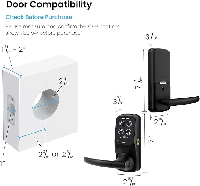 Lockly Secure Pro Smart Lock Wi-Fi, Keyless Entry Digital Keypad Door Lock, 3D Biometric Fingerprint Sensor Front Door Lock with Handle, Voice Control & Auto Lock - Latch Edition