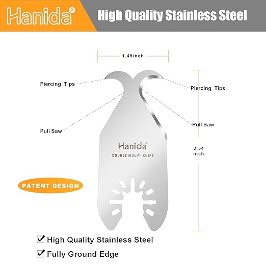 3 Pcs Oscillating Saw Blades, Oscillating Multi Tool Hook Knife Blades, Multitool Blades for Cutting Roofing Shingles, PVC Carpet, Cardboard, fit Dewalt Milwaukee Rockwell Bosch Dremel Ryobi