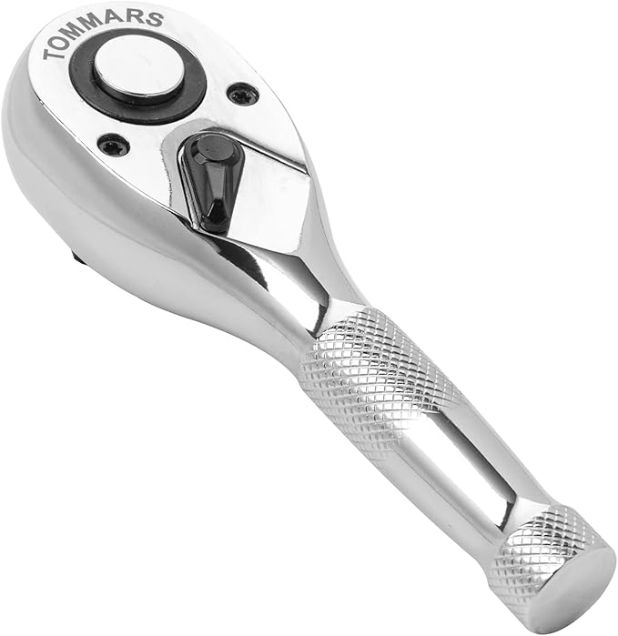 TOMMARS 1/2-Inch Drive Stubby Ratchet Mini Ratchet Quick-Release Head 72-Tooth