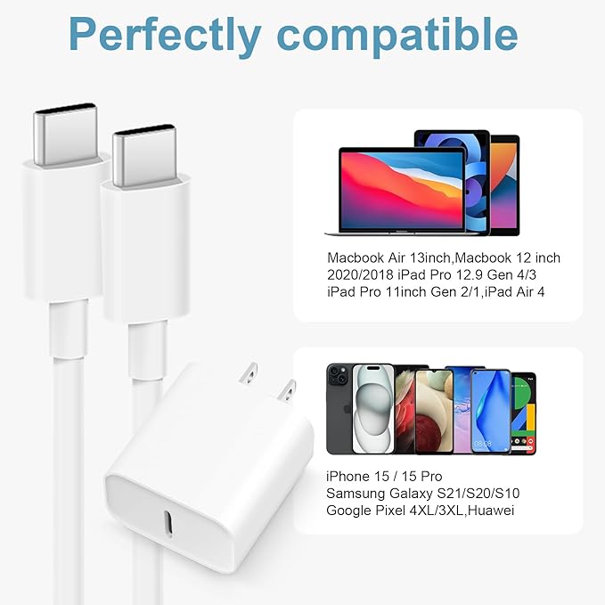 iPhone 17 16 15 Charger Fast Charging 3 Pack USB C Charger Block Type C Chargers 6FT Cord Wall Chargers Compatible with iPhone Air/17/17 Plus/17 Pro/17 Pro Max/16/16 Plus/16 Pro/16 Pro Max/15 Pro Max