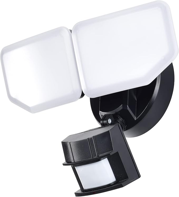 30W LED Security Lights Motion Sensor Light Outdoor, 180 Degree, 2600 LM, 5100 K, ETL Water Resistant, 2 Head Motion Detector Flood Light for Garage, Yard, Porch (Black)