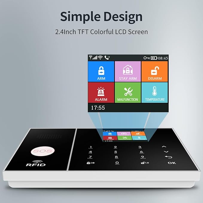 LWOHSI PG108 Alarm System for Home Security,WiFi+GSM 4G DIY Alarm Kit with Phone APP Alert, Door/Window Sensor, Remote, Compatible with Alexa and Google for House, Apartment