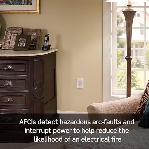 Leviton AFCI Outlet, 15 Amp, Self Test, Tamper-Resistant with LED Indicator Light, Protection from Electrical Fires, AFTR1-I, Ivory