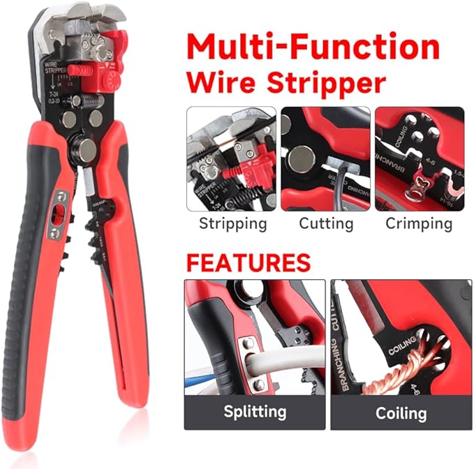 HKS Ferrule Crimping Tool Kit - Hexagonal Ferrule Crimper Plier (AWG 23-7) with Muti-use Wire Stripper & 1900Pcs Wire End-Sleeves Terminals Kit in Box