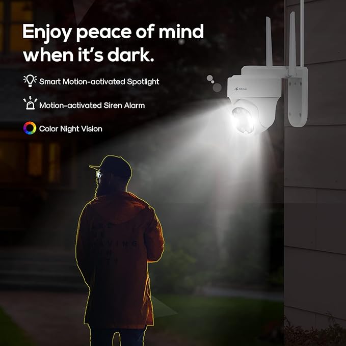 Kittyhok 10CH 2K Wireless Security Camera System Outdoor, Person Detection, Spotlight, 10CH NVR with Monitor, 1TB HDD, 24/7 Recording, KS3084 Bundle with CY3 PTZ Wireless Security Camera