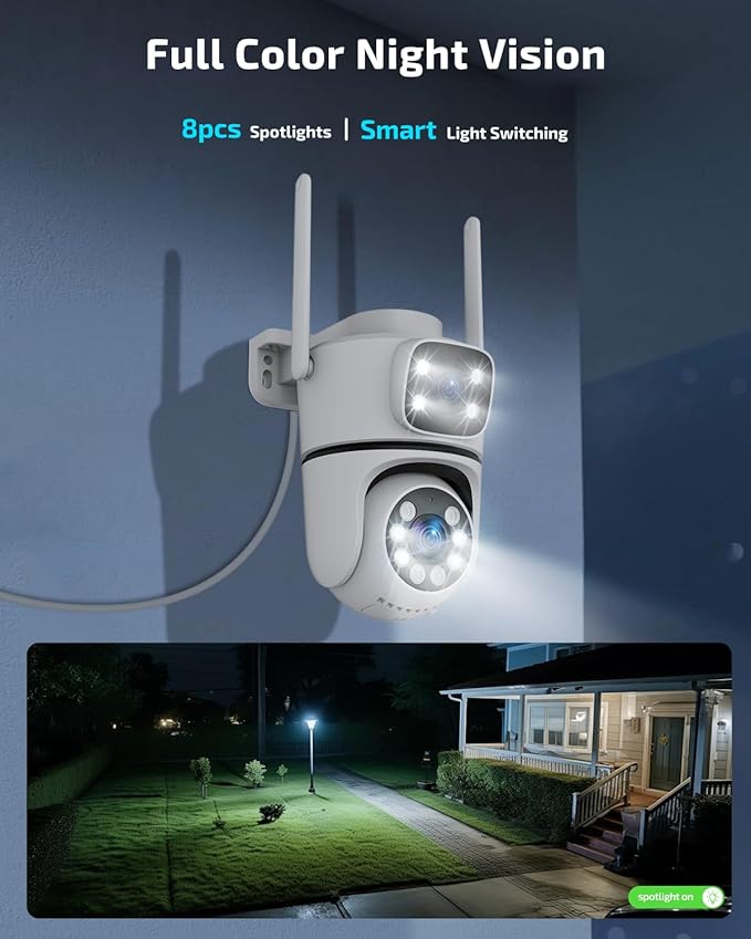 2.4G/5G Dual Band WiFi Security Camera Wireless Outdoor, 5MP Dual Lens PTZ Surveillance Cameras with Auto Motion Tracking