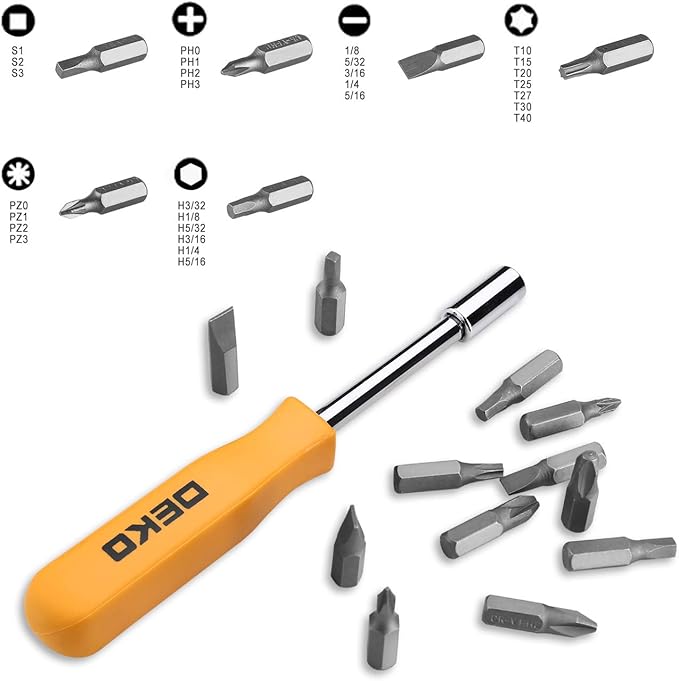 DEKOPRO 65 Pieces Tool Set General Household Hand Tool Kit with Storage Case Plastic ToolBox