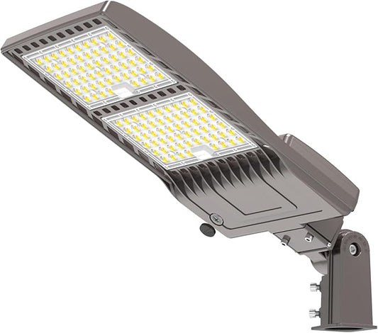 320W LED Parking Lot Light with Photocell - UL DLC Listed 44800LM IP65 5000K Slip Fit Mount Commercial Outdoor Area Street Pole Roadway Lighting 100-277VAC Input,LED Shoebox Light with Photocell