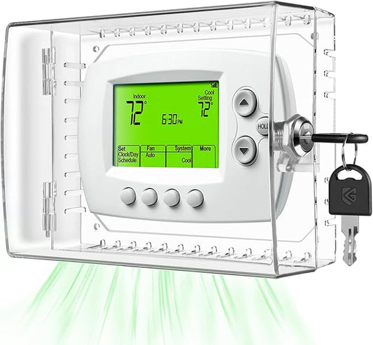 TRJ Large Thermostat Lock Box with Key, Clear Thermostat Cover with Lock for Thermostat on Wall, Lockable Thermostat Lock Box Cover, AC Lock Box Cover with Key Fit Thermostats 4" H x 6" W or Smaller