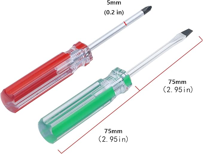 Antrader Magnetic Screwdriver Set 2 PCS, Magnetic 5mm Phillips and Flat Head Tips Screwdriver with 3 Inch Steel Shaft for Repair Home Improvement Craft