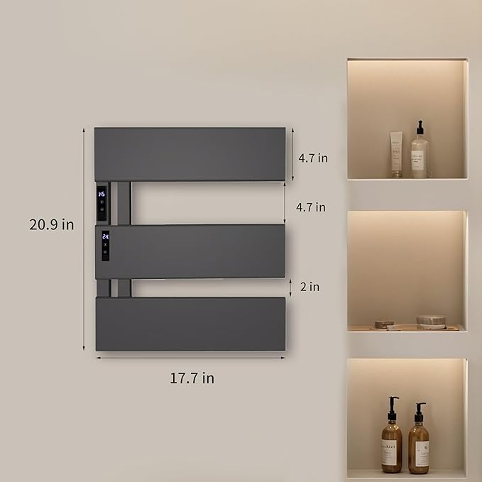 Electric Heated Towel Warmer Rack - Wall-Mounted with Timer & Temperature Control, Plug-in/Hardwired, Fast Heating, Smart Touch Panel