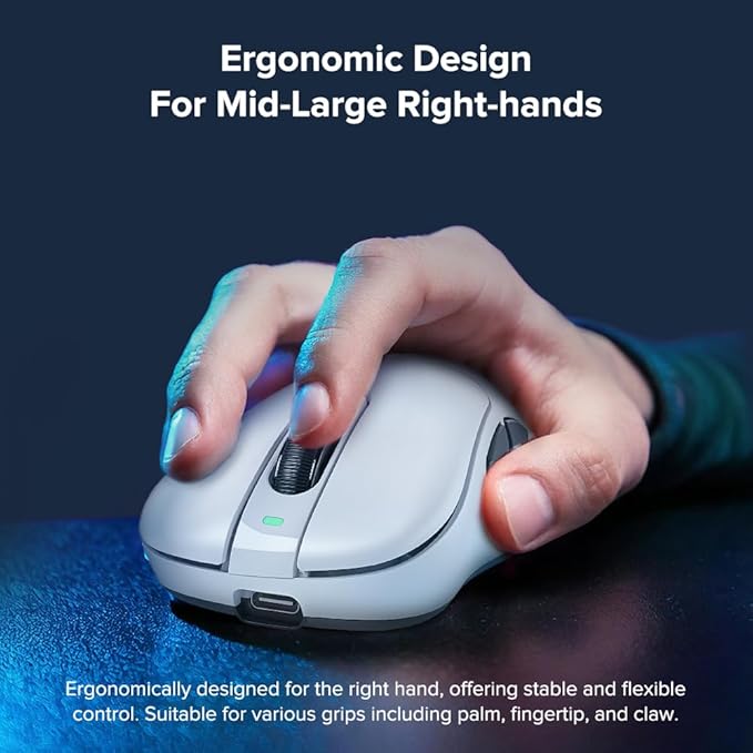 Wireless Gaming Mouse, 24000 DPI, Wired/2.4GHz/Bluetooth Ergonomic Mouse, 150Hours Battery Life, Free Lag, 57g Lightweight Rechargeable Gaming Mice for Laptop/PC/Mac/Tablet/Xbox, White