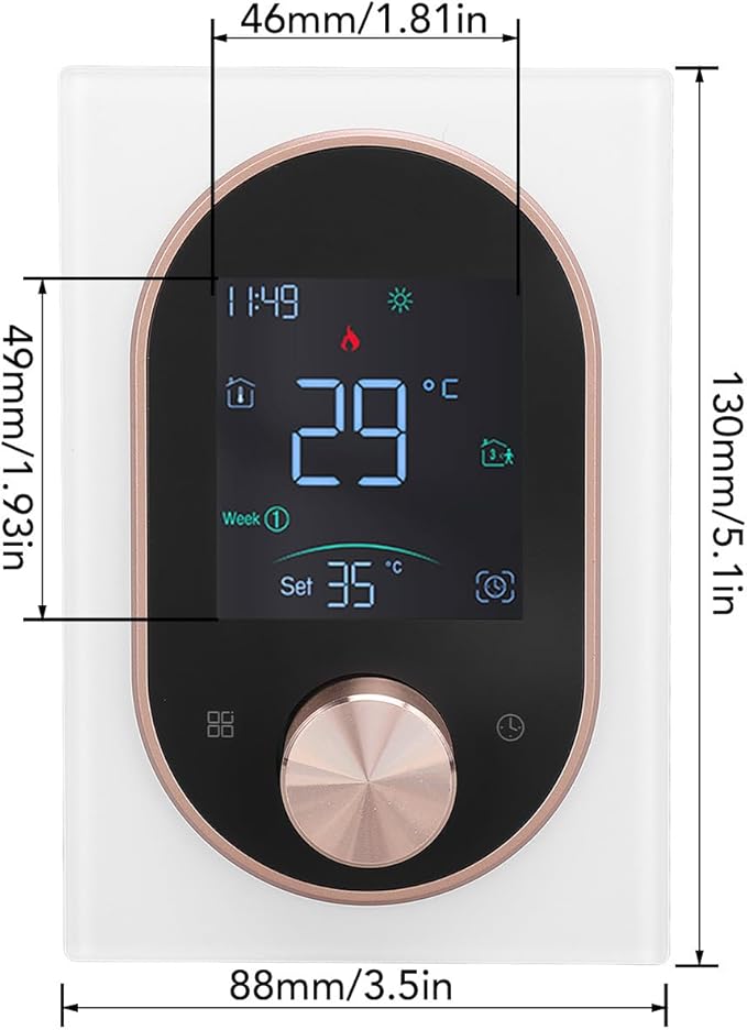 Smart Color Thermostat for Electric Heater LCD Programmable Touchscreen Control for Home Hotel Office with APP, ABS Aluminum Alloy Material (#3)