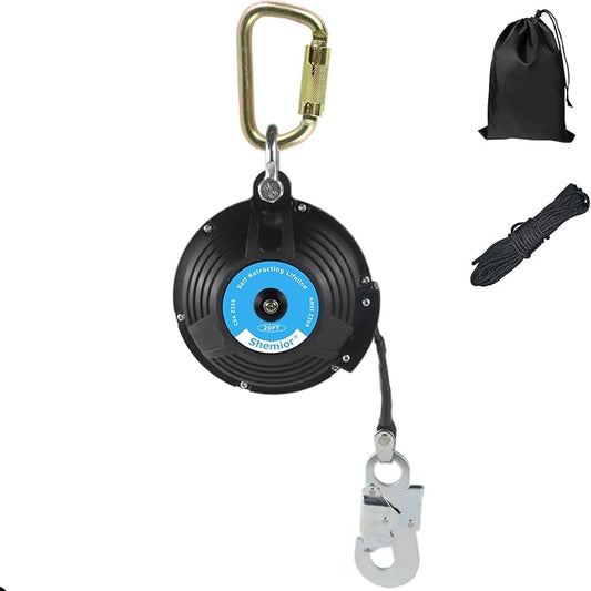 20FT Shemior Web Self Retracting Lifeline, No Tangle Lightweight Housing SRL, Self Retractable Safety Lanyard, Fall Arrest Protection PPE Gear for Roofing Construction, OSHA/ANSI Compliant
