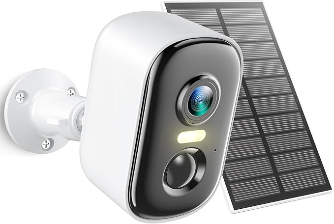 2K Security Cameras Wireless Outdoor, WiFi Cameras for Home Security with Solar Panel, Spotlight Color Night Vision, AI Motion Detection, Siren Alarm, 2-Way Talk, IP66, Cloud/SD Storage