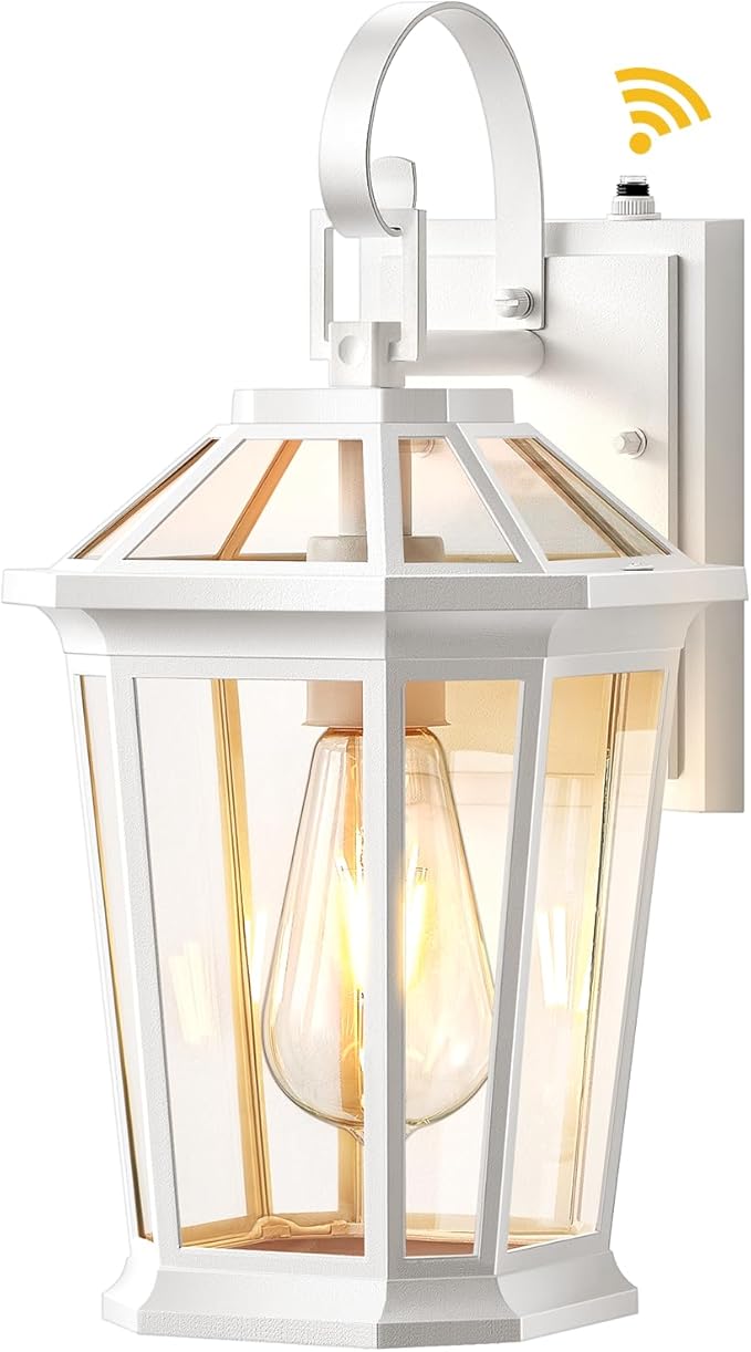 VIANIS Outdoor Porch Lights - Dusk to Dawn Exterior Wall Lights, 100% Anti-Rust Aluminum Waterproof, White Sconce Lanterns for Garage