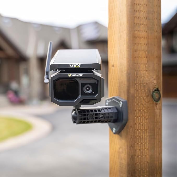 Vosker VKX Solar Powered 4G-LTE Outdoor Cellular Security Camera - No WiFi Needed, Motion Activated, Night Vision, SIM Card Included, On-Demand Mode - 15s Video Clips, IP65 Weather-Resistant