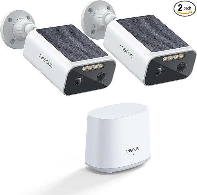 2K Security Cameras Wireless Outdoor, Color Night Vision, 365-Day Battery Life, No Subscription, Local Storage, Two-Way Audio, Solar Powered, Custom Alarm Zones, 2 Cam Kit