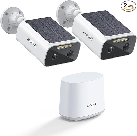 2K Security Cameras Wireless Outdoor, Color Night Vision, 365-Day Battery Life, No Subscription, Local Storage, Two-Way Audio, Solar Powered, Custom Alarm Zones, 2 Cam Kit