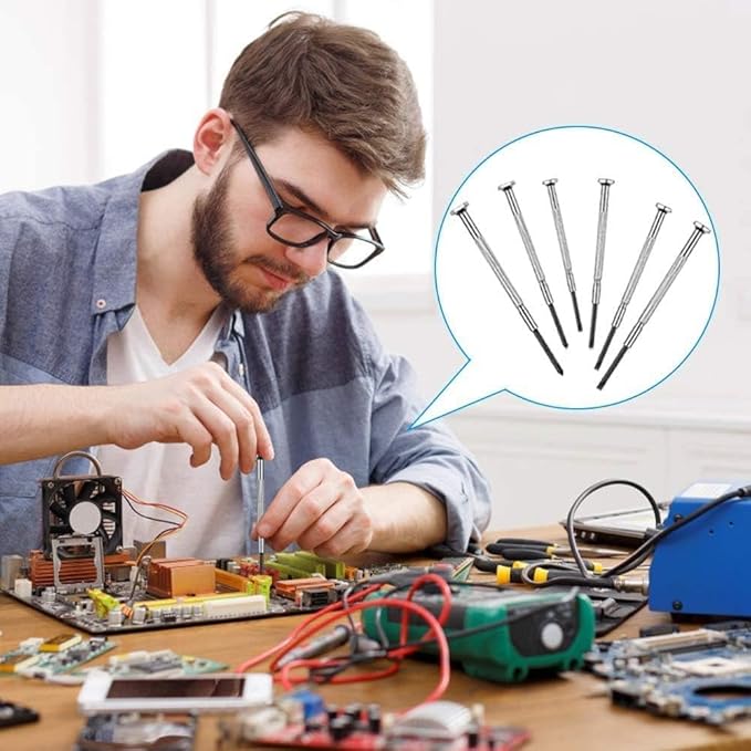 NSEZTZ 6PCS Mini Screwdriver Set, Small Professional Repair Tool Kit with 6 Different Size Flathead and Phillips Screwdrivers, Precision Screwdriver Sets for Jewelry, Watch, iPhone, Eyeglass Repair