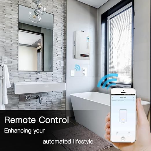 MOES Smart Water Heater Switch, 20A Water Heater Touch Switch Suitable for Bedroom, Work with Alexa, Google Assistant, 2.4GHz WiFi Glass Switch with Smart Life APP Control and Timing Function, White