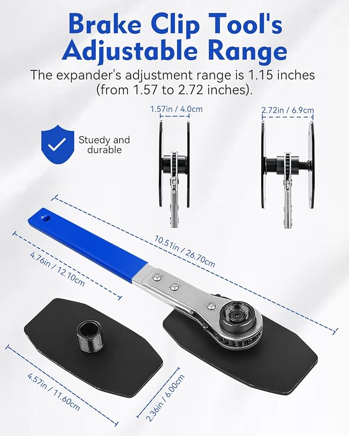 Upgraded Brake Caliper Compression Tool 4 in 1 Universal Caliper Piston Compressor Tool with 4 Brake Caliper Hangers Brake Pad Spreader Tool with 360°Swing Ratchets for Car Brake Repair Blue