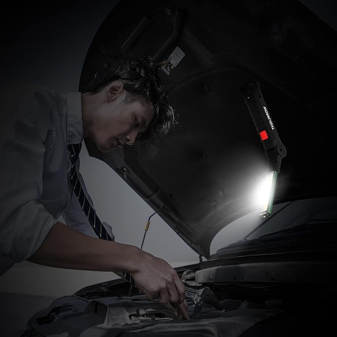 4 Pack LED Rechargeable Work Lights, Flashlight Hand Tools Mens Dad Birthday Gift Magnetic Worklight,360°Rotate 5 Modes Portable Inspection Torch for Mechanics,Automotive,Camping,Emergency