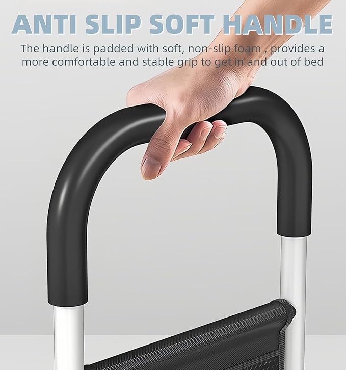 Bed Rails for Elderly Adults Safety, Medical Bed Assist Rail for Seniors, Bed Side Rails for Queen Bed, Height Adjustable Bedside Bed Cane Grab Bar Handle with Storage Bag Fits King Twin Full Size Bed