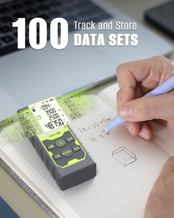 Laser Measure, Inkerma Laser Measurement Tool, Laser Distance Meter with Angle Sensor, Ft/in/M Multiple Units, Length/Area/Volume/Pythagorean Mode,Battery Included